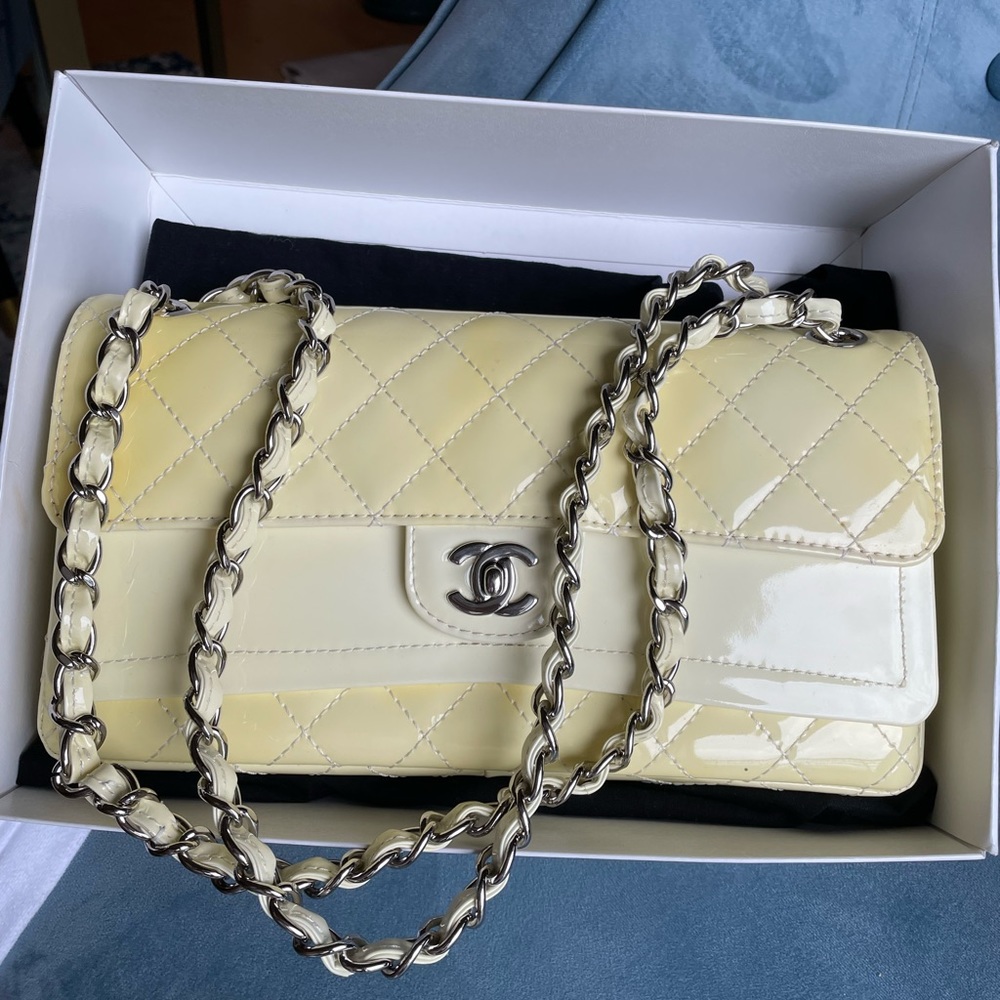 Chanel Classic Flap Bag Yellow & Silver